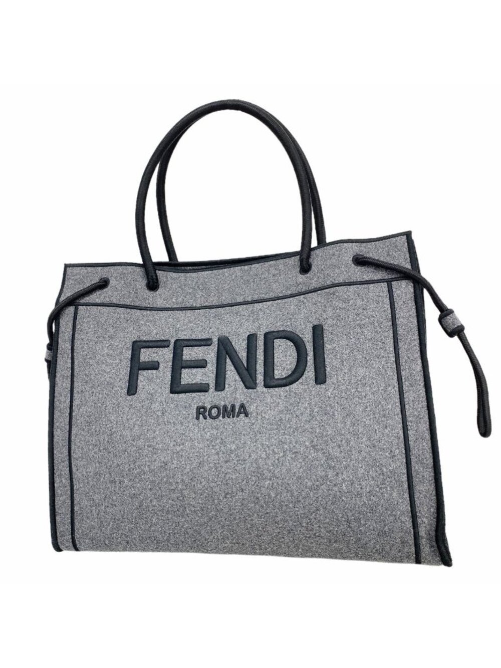 Fendi Tote Bag Felt Gray Gold